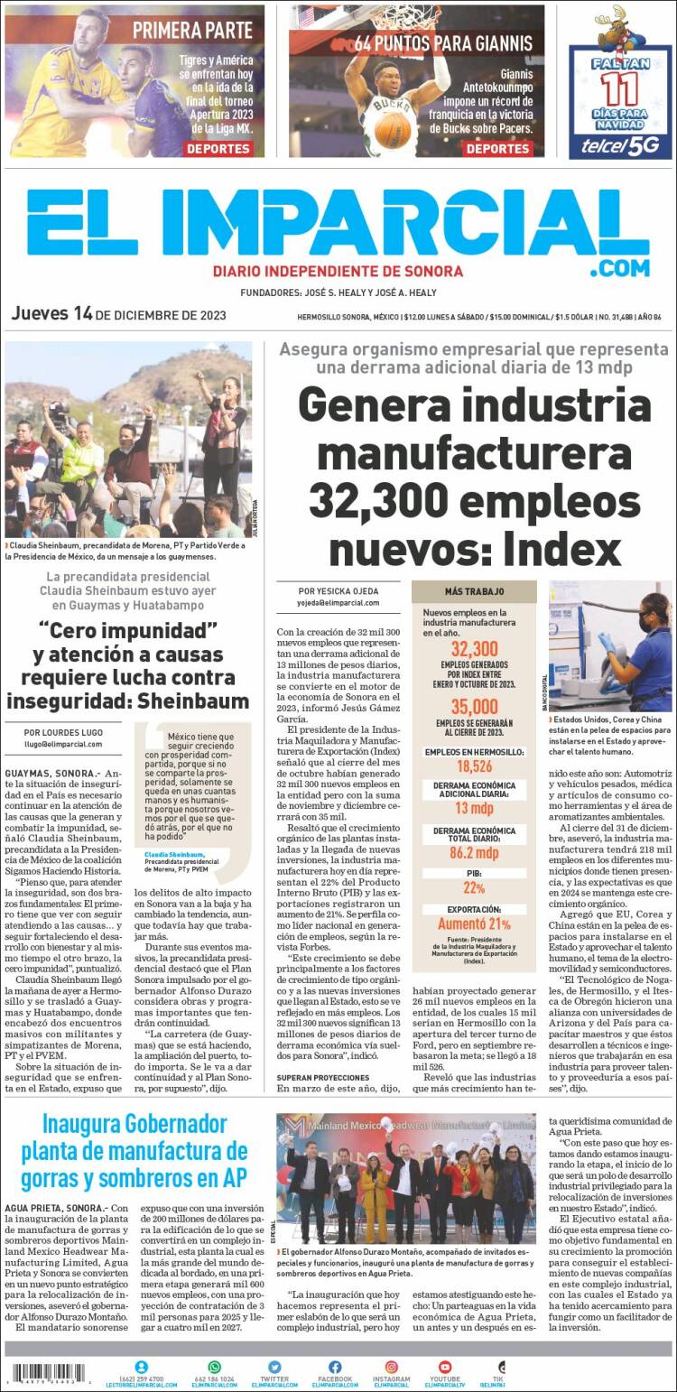 Portada de El Imparcial (México)