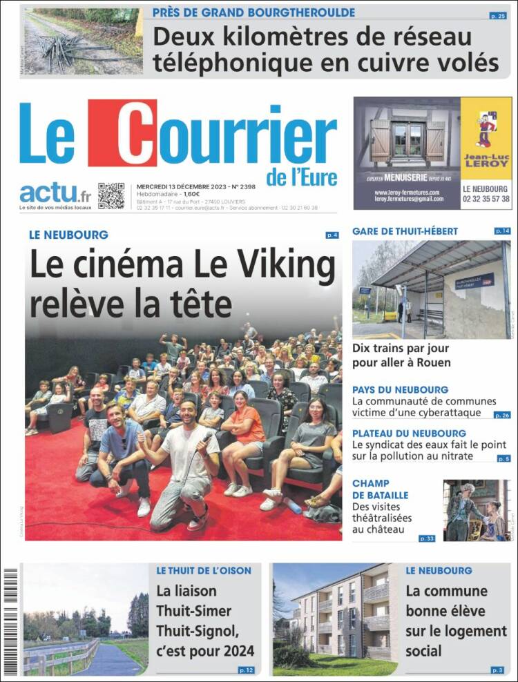 Portada de Le Courrier de l'Ouest (Francia)
