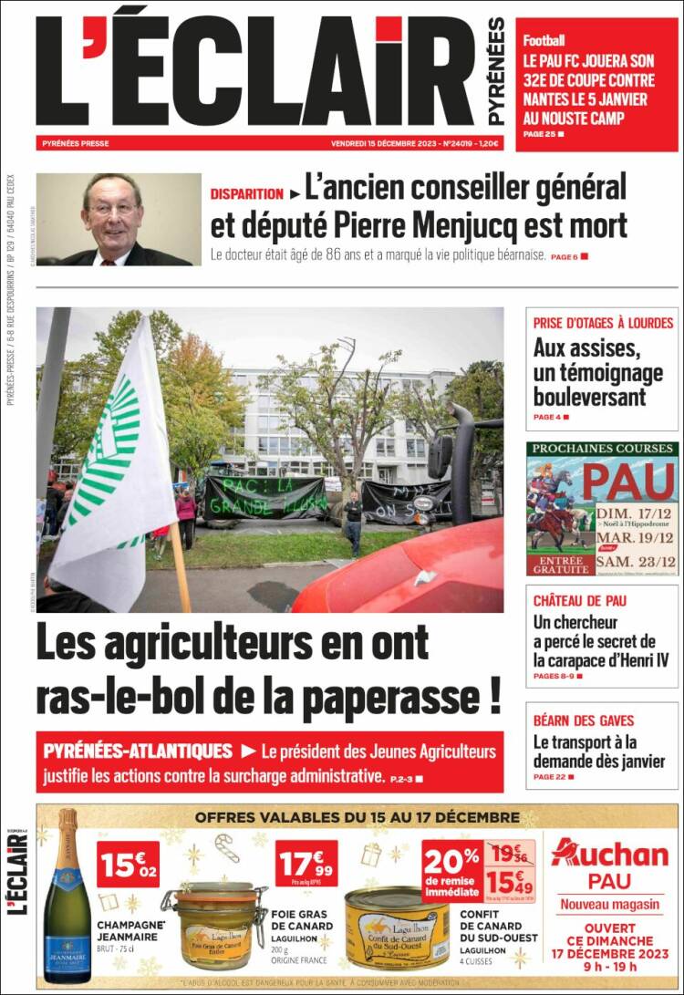 Portada de L'Eclair des Pyrénées (Francia)