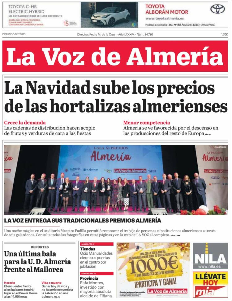 Portada de La Voz de Almería (España)