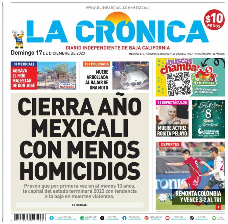 Portada de La Crónica de Baja California (México)