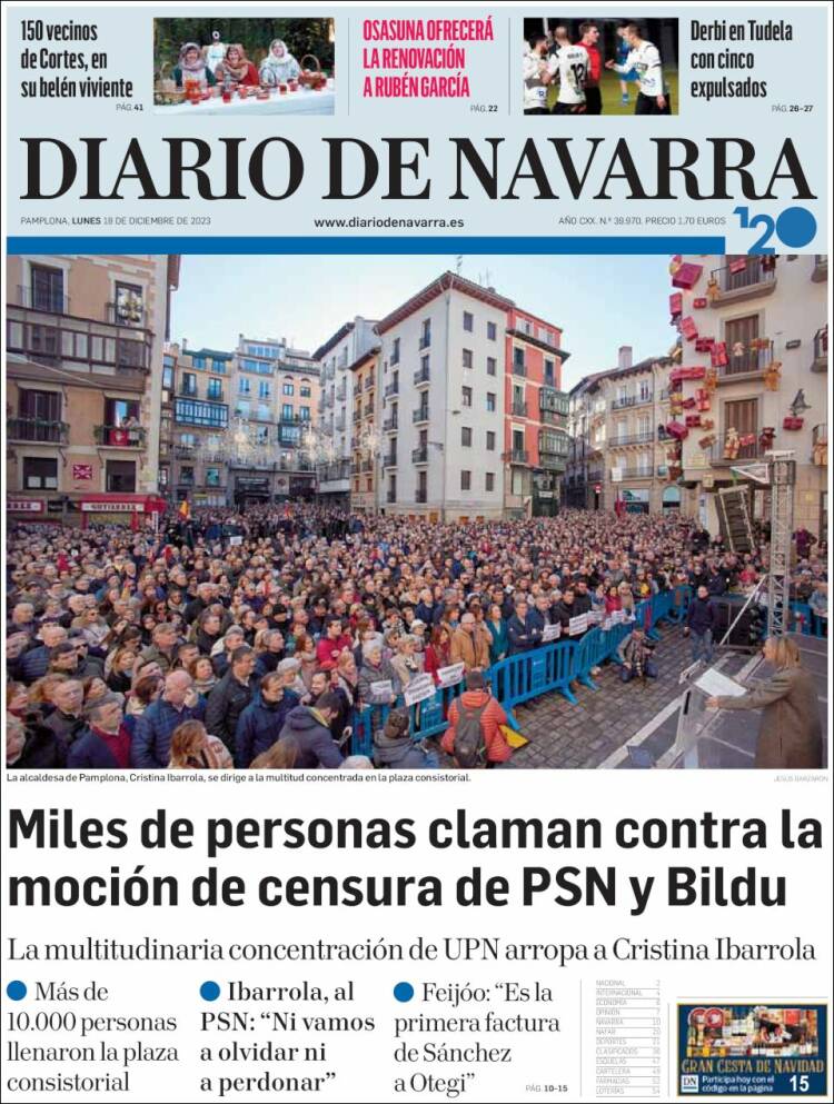 Portada de Diario de Navarra (España)