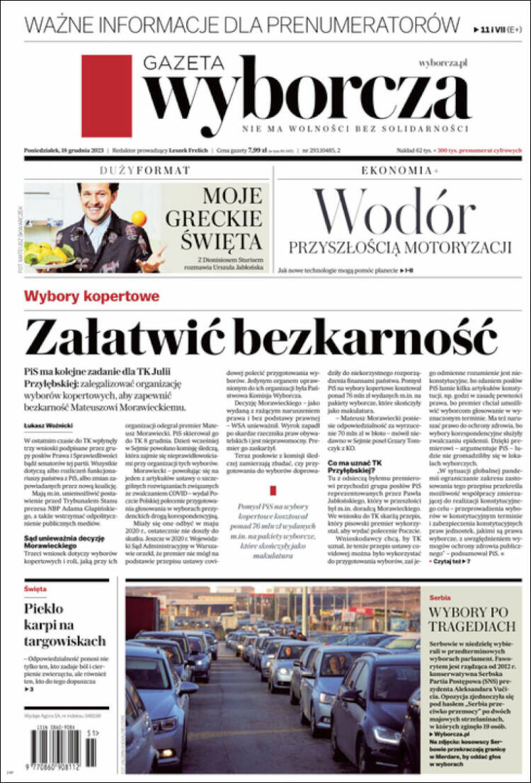 Portada de Gazeta Wyborcza (Polonia)