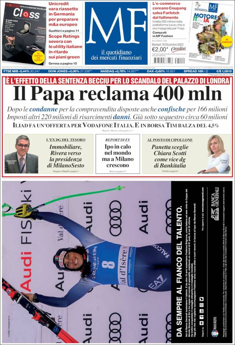 Portada de Milano Finanza (Italia)