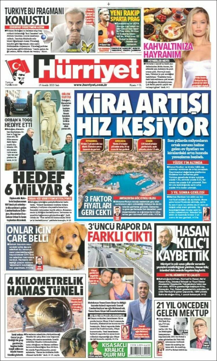 Portada de Hürriyet (Turquía)