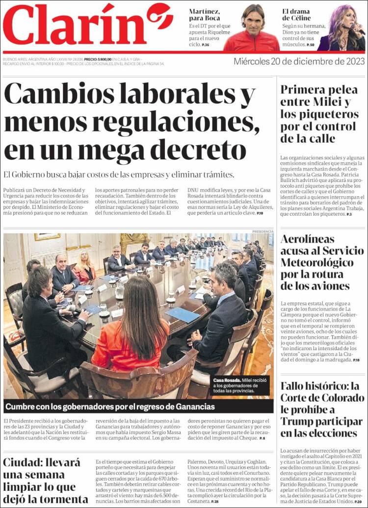 Portada de Clarín (Argentina)