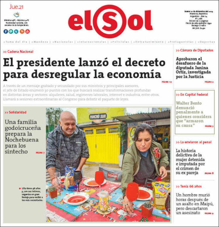 Portada de El Sol Diario (Argentina)