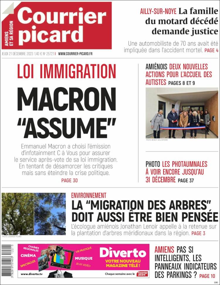 Portada de Courrier Picard (Francia)