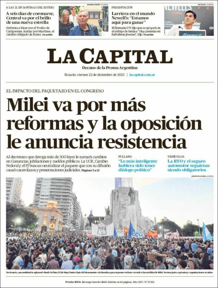 Portada de La Capital - Rosario (Argentina)