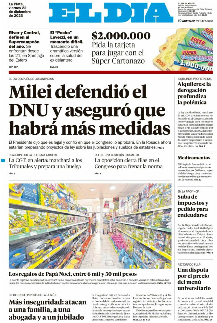 Portada de El Día de la Plata (Argentina)