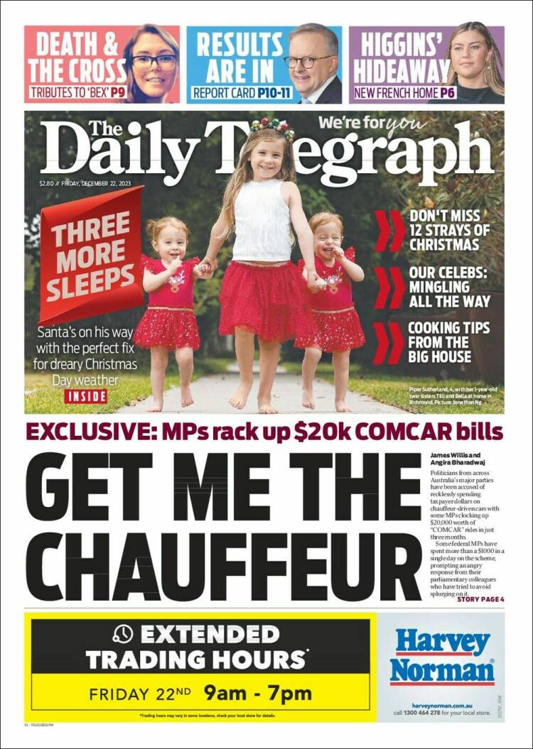 Portada de The Daily Telegraph (Australia)