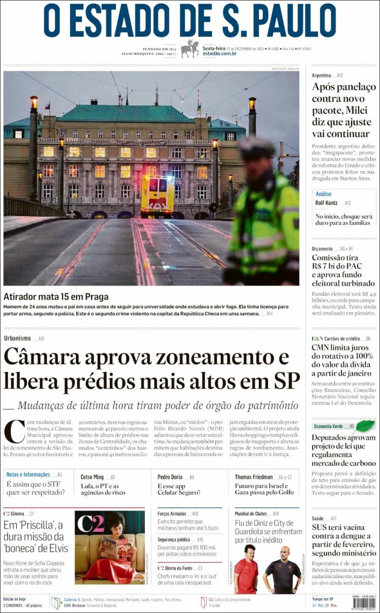 Portada de O Estado de São Paulo (Brasil)
