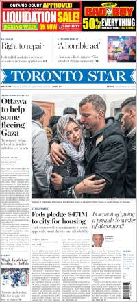 Portada de The Toronto Star (Canadá)