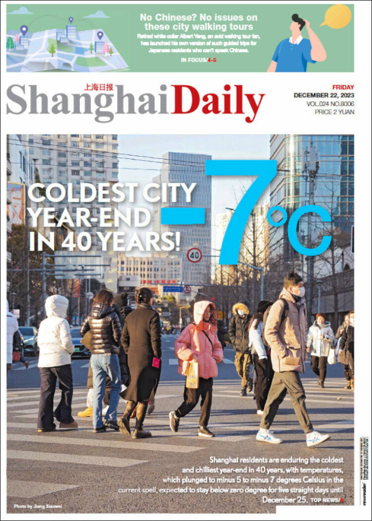 Portada de Shanghai Daily (China)