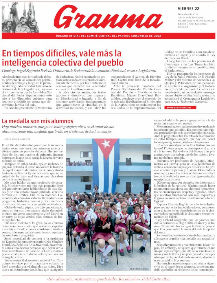 Portada de Granma (Cuba)