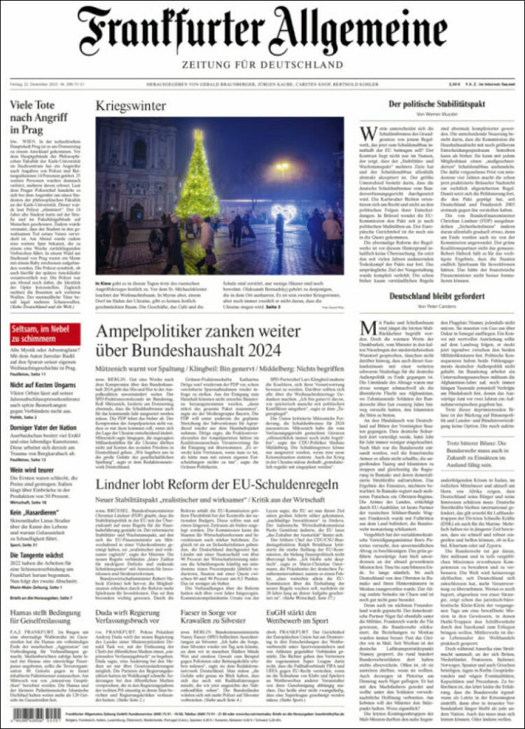 Portada de Frankfurter Allgemeine (Alemania)
