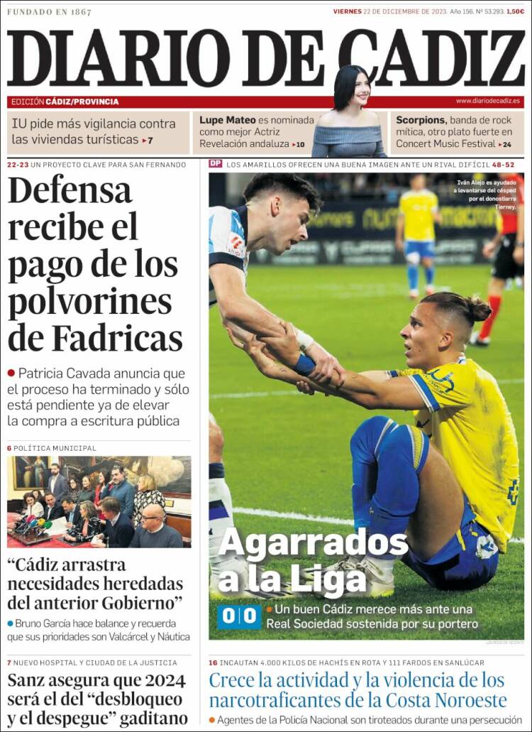 Portada de Diario de Cádiz (España)