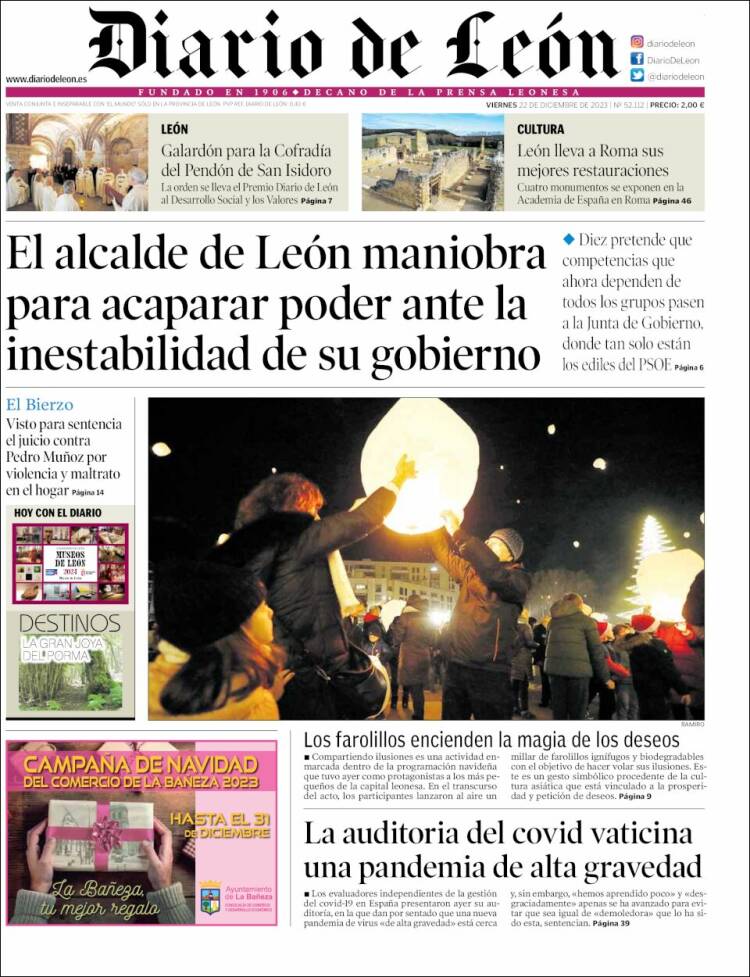 Portada de Diario de León (España)