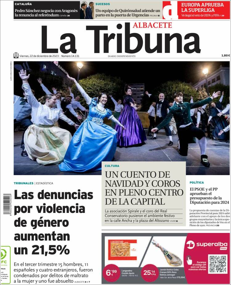 Portada de La Tribuna de Albacete (España)