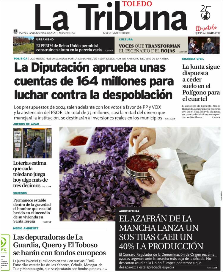 Portada de La Tribuna de Toledo (España)