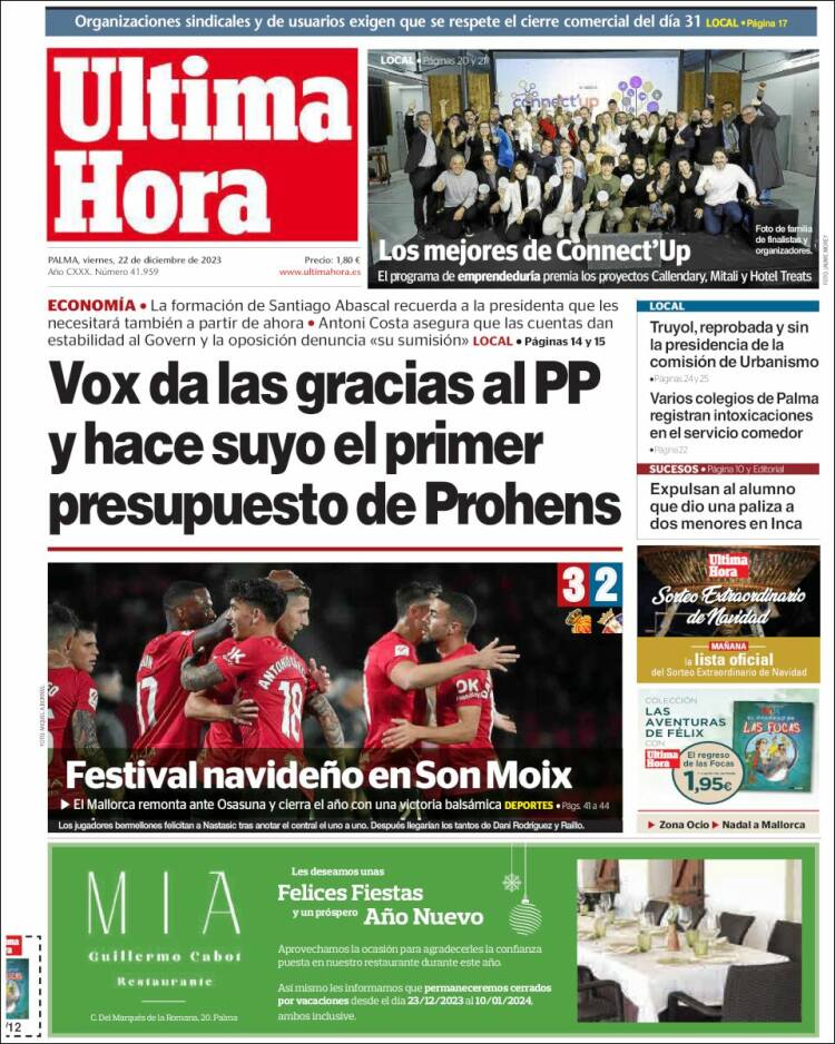 Portada de Última Hora (España)