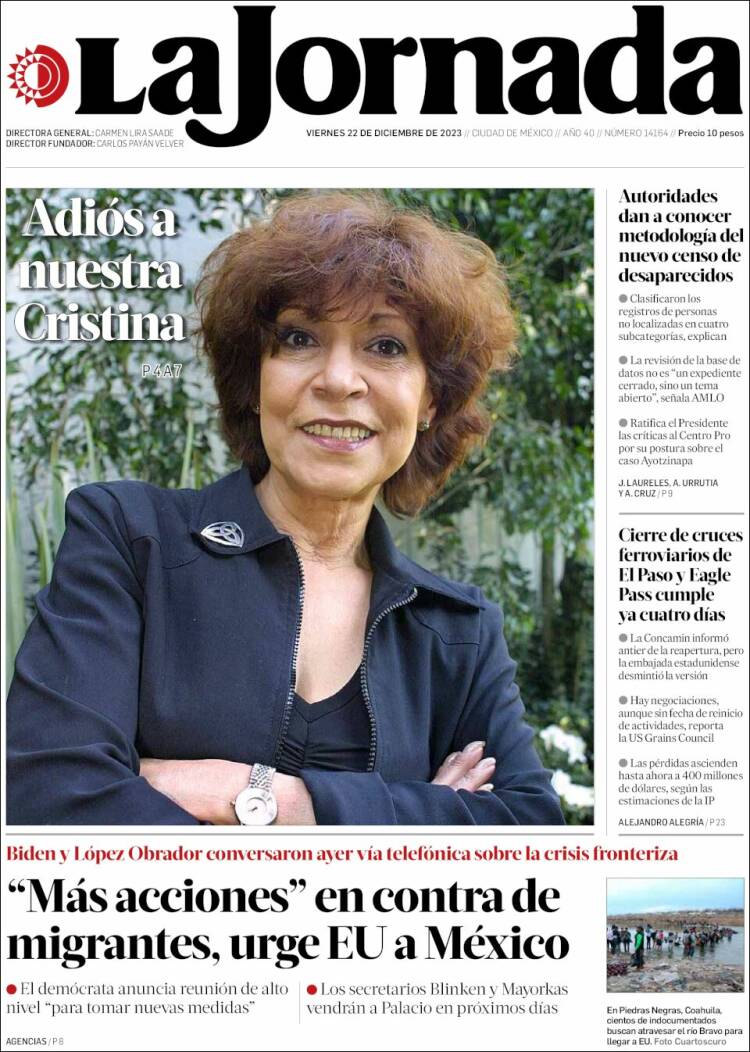 Portada de La Jornada (M&eacute;xico)