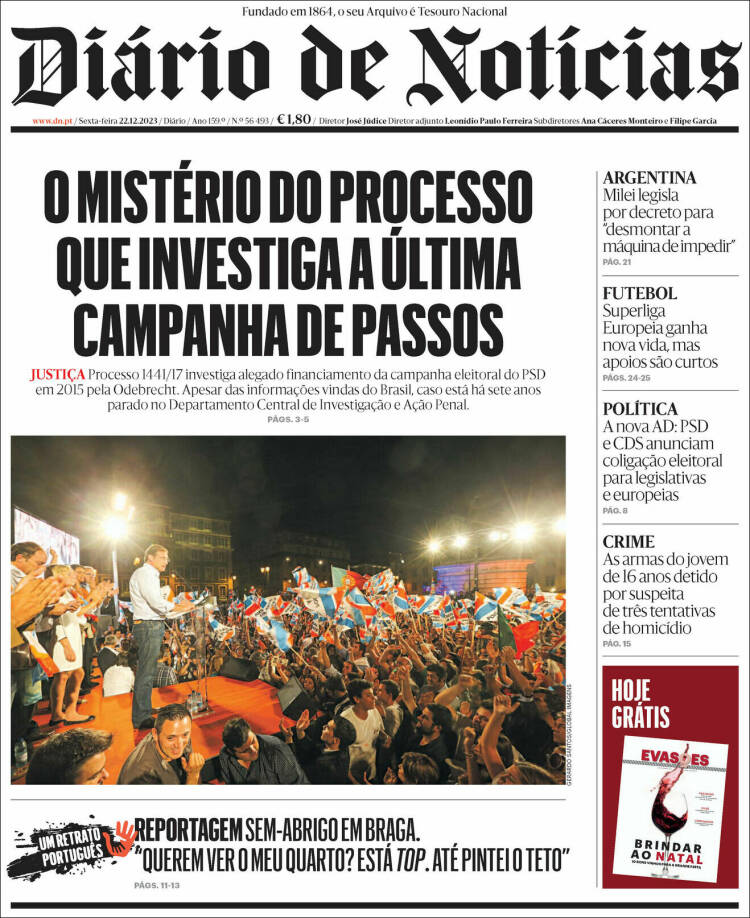 Portada de Diário de Noticias (Portugal)