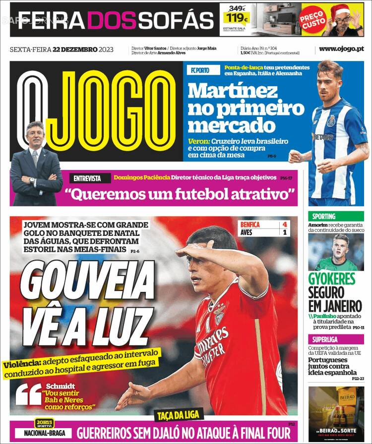 Portada de O Jogo (Portugal)