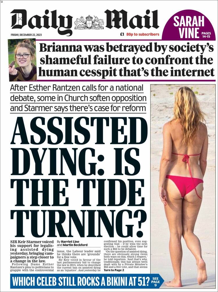 Portada de Daily Mail (Reino Unido)