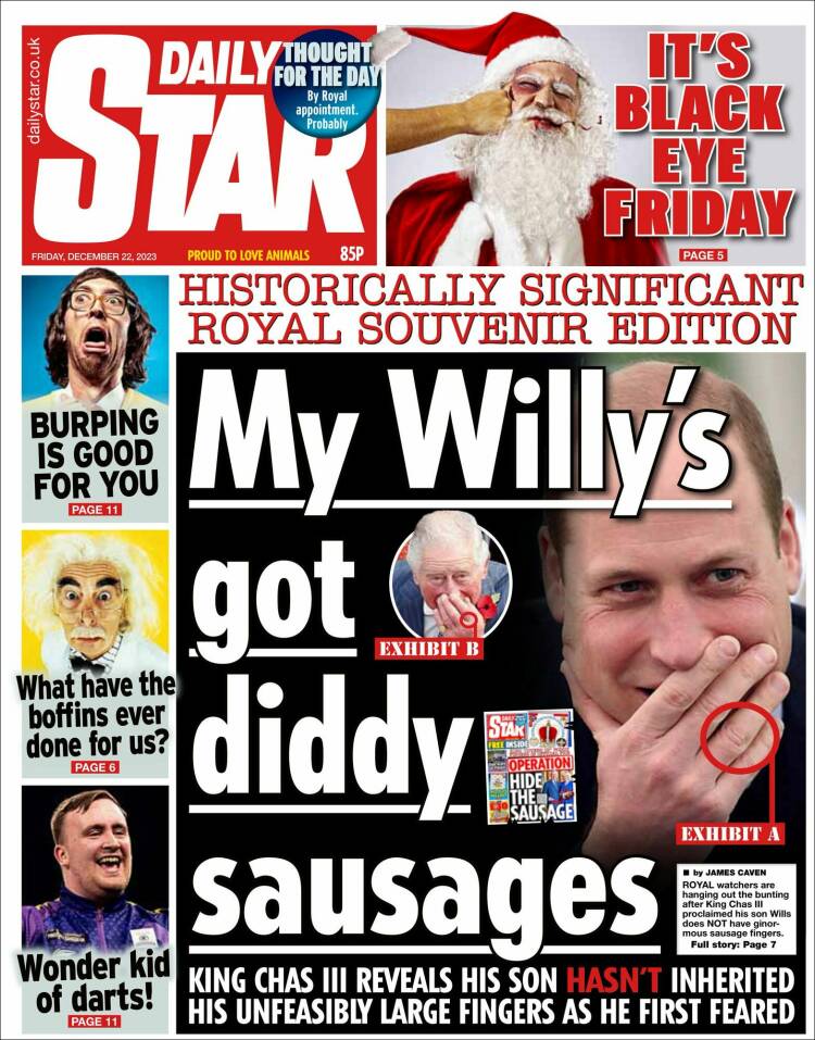 Portada de Daily Star (Reino Unido)