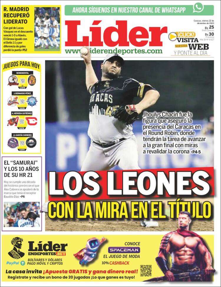 Portada de Lider en deportes (Venezuela)
