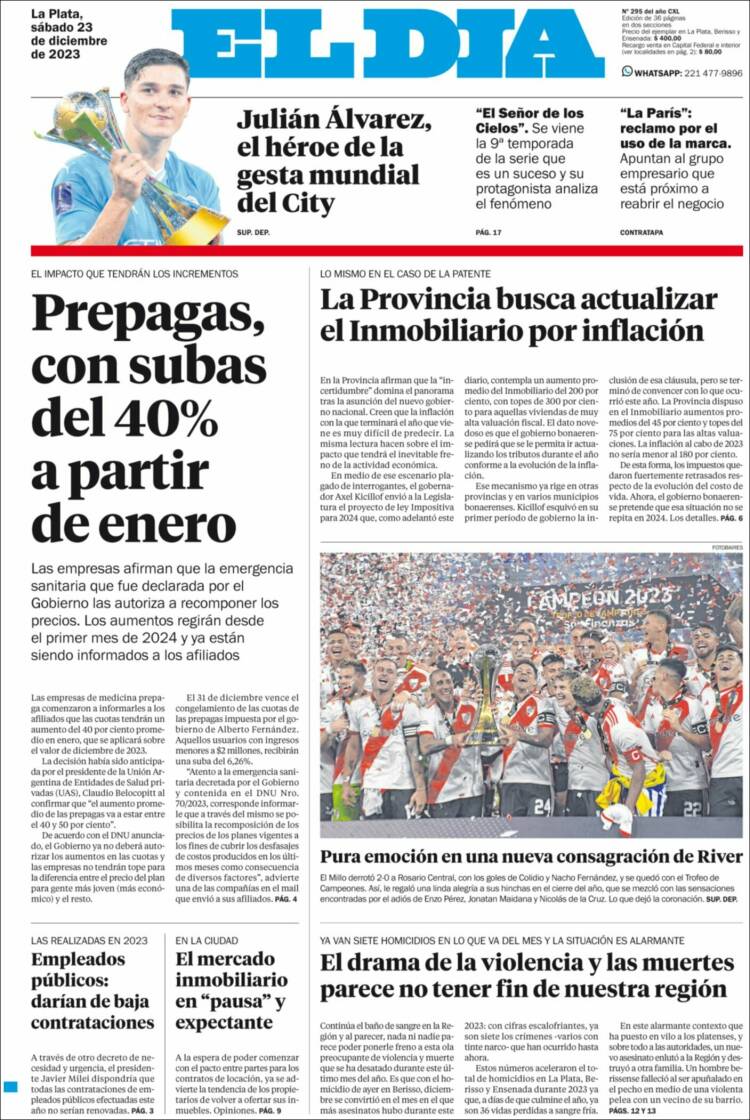 Portada de El Día de la Plata (Argentina)