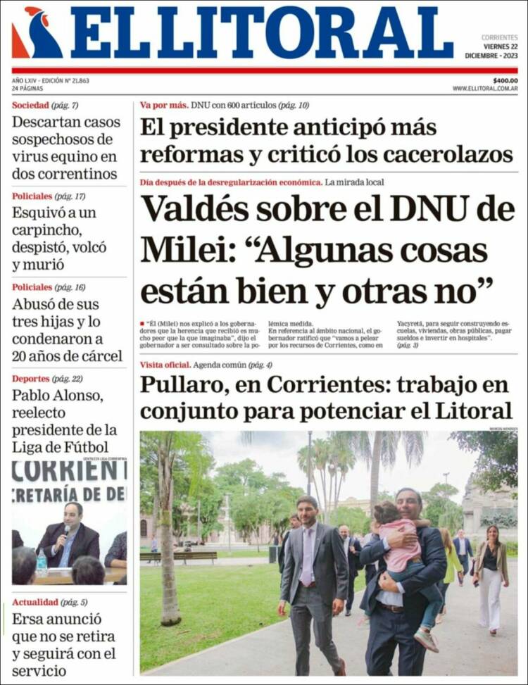 Portada de El Litoral Corrientes (Argentina)