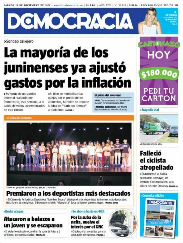 Portada de Diario Democracia (Argentina)