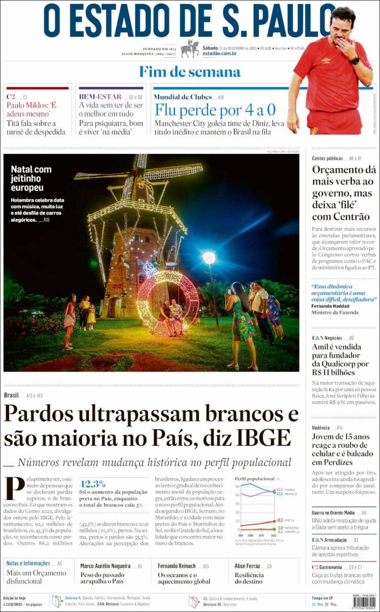 Portada de O Estado de São Paulo (Brasil)