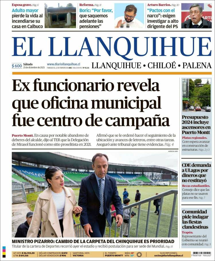 Portada de El Llanquihue (Chile)