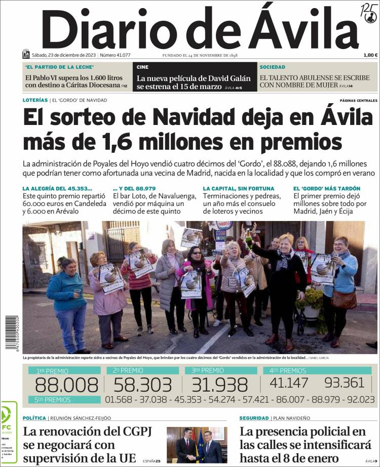 Portada de Diario de Ávila (España)