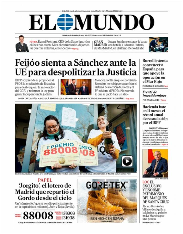 Portada de El Mundo (España)