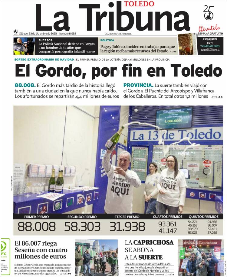 Portada de La Tribuna de Toledo (España)