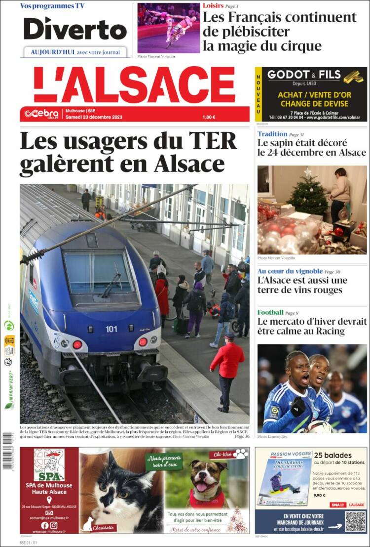 Portada de Journal L'Alsace (Francia)