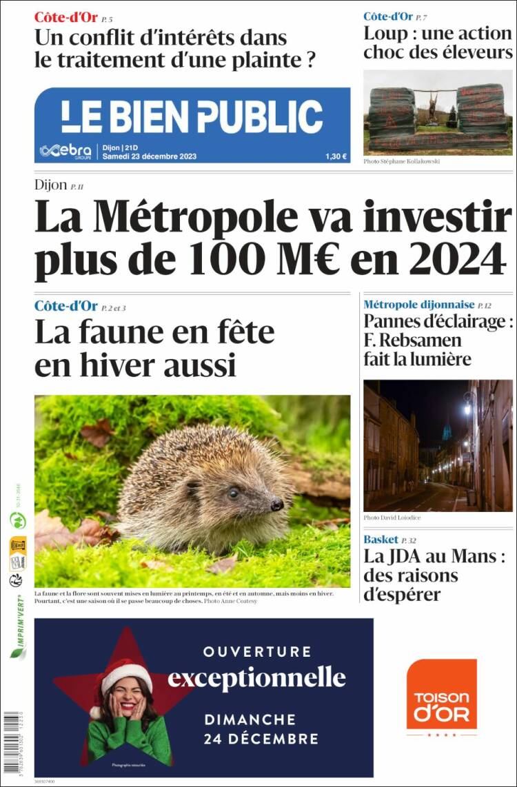 Portada de Le Bien Public (Francia)