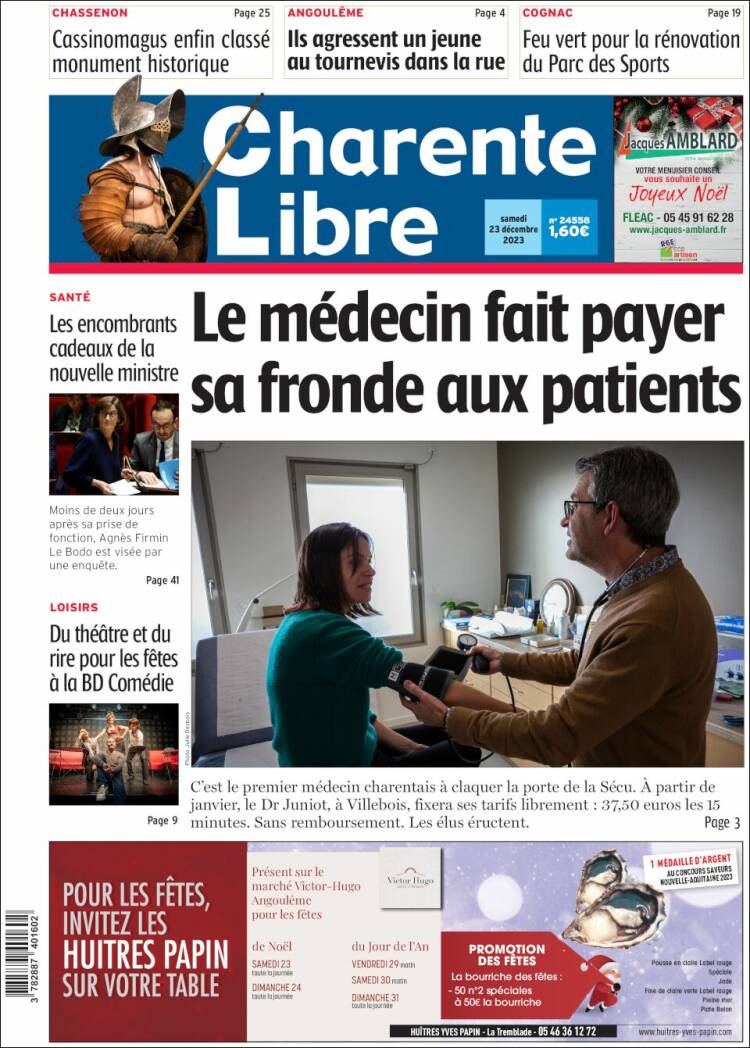 Portada de Charente Libre (Francia)