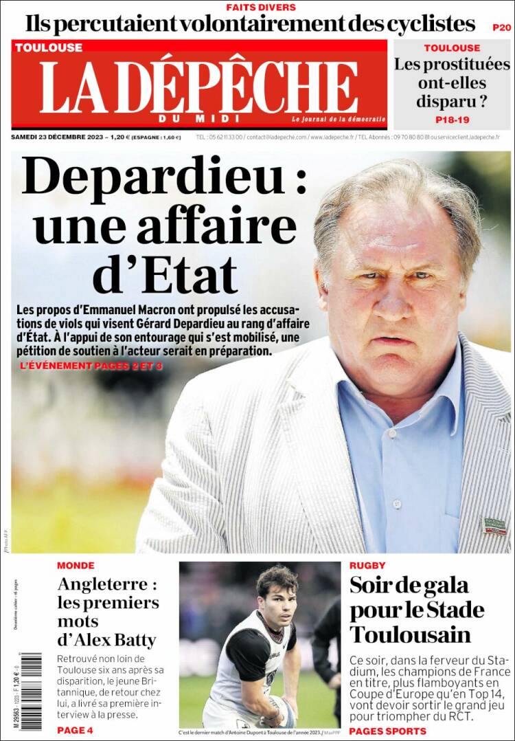 Portada de La Dépêche du Midi (Francia)