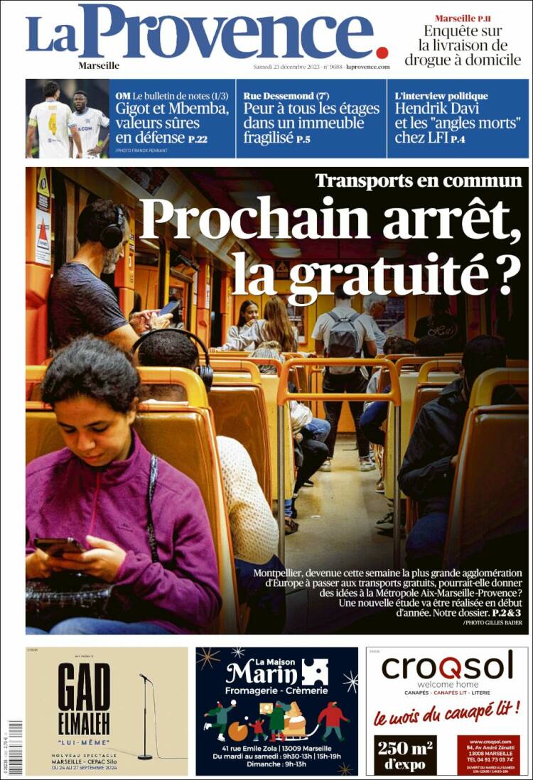 Portada de La Provence (Francia)