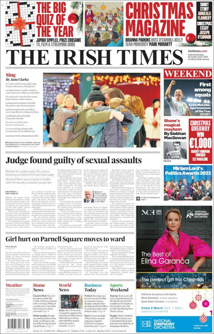 Portada de Irish Times (Irlanda)