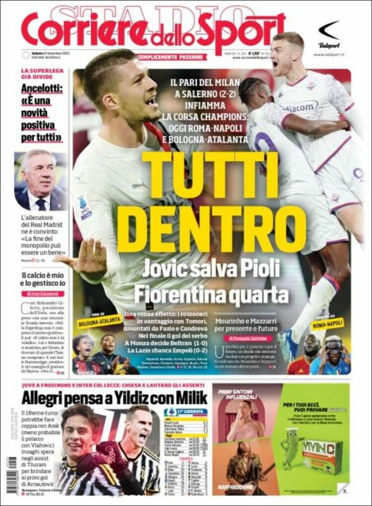 Portada de Corriere dello Sport (Italia)