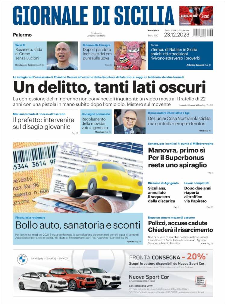 Portada de Giornale di Sicilia (Italia)