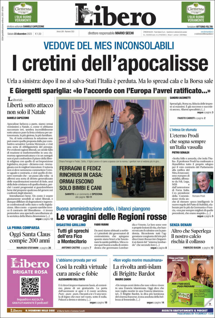 Portada de Libero (Italia)