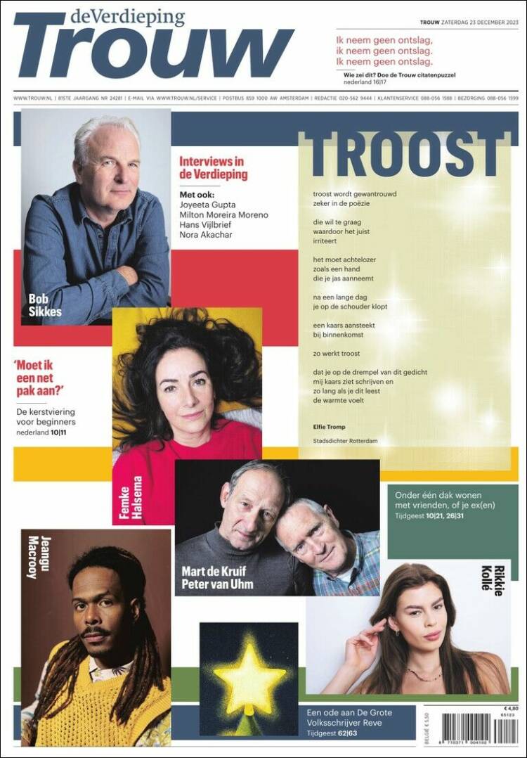 Portada de Trouw (Pa&iacute;ses Bajos)