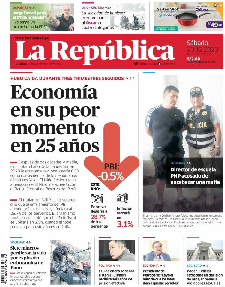 Portada de La Republica (Per&uacute;)
